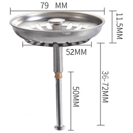 Strainer Basket Sink 79 mm, Can Replace Blanco119146 Sink Strainer Kitchen Sink, Stainless Steel Sink Strainer Stopper, with Spigot (50 mm) for Eccentric Operation