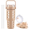 MUKOKO 32 oz Glass Tumbler with Straw,Glass Water Bottles with