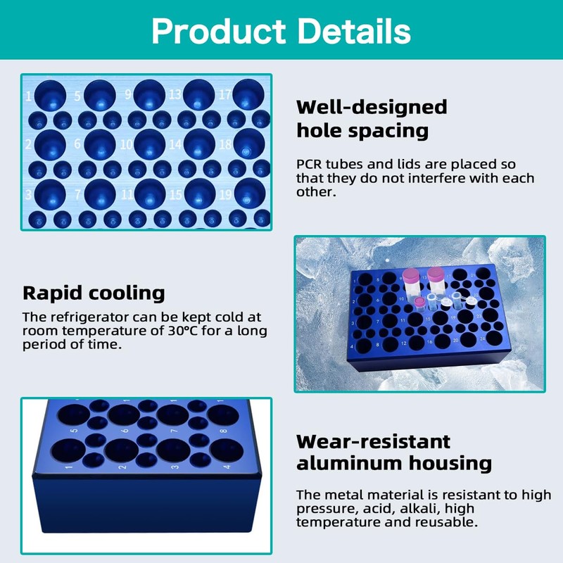 Aluminum Cooling Block - 60 Well PCR Tubes Cooler,24-Well for