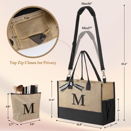 TRSODD Christmas Gifts for Women, Gifts for Women, Gifts for Mom, Mom Gifts, Christmas Gifts for Mom, Ju-te Straw Tote Bag with Shoulder Strap and Makeup Bag J