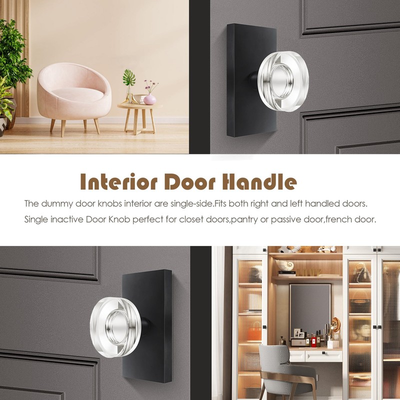 Newlaking Dummy Door Knob Set - Crystal Glass Non-Locking Door