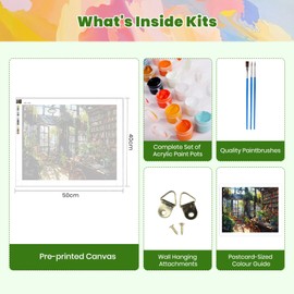 RICUVED DIY Bookshelf Paint by Numbers for Adults, Landscape Adult Paint by Number Kits on Canvas Painting Brushes Acrylic Pigment Drawing Paintwork 16x20 in Without Frame