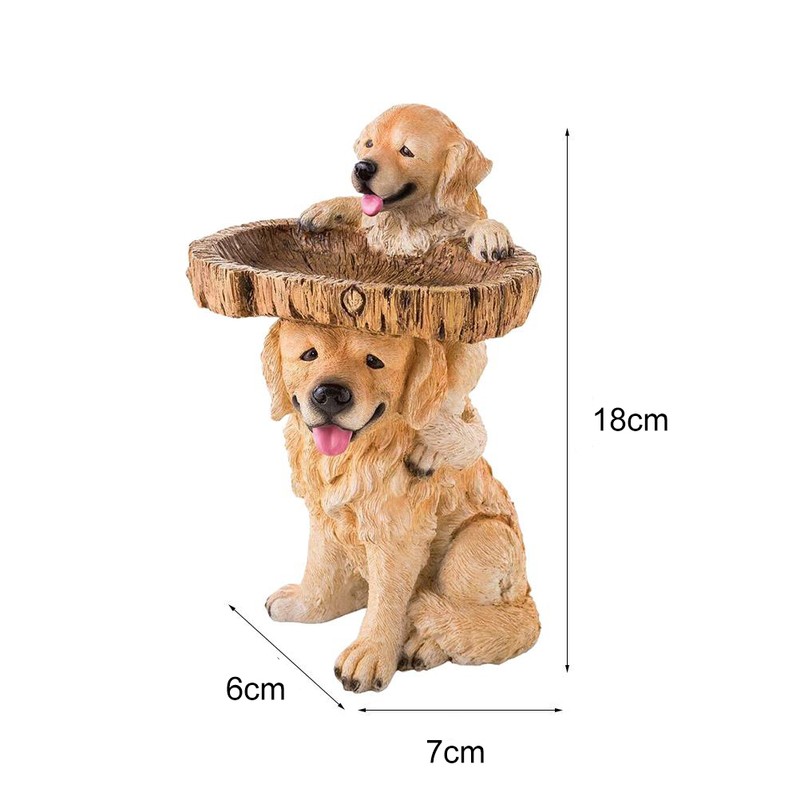 Resin Bird Bath Statue Puppy Tree Ornaments Bird Feeder for