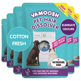 Vamoosh Pet Hair Dissolver - Pet Hair Remover for Washing Machines, Cotton Fresh 6x100g, Eliminates Odours and Dirt, Dissolves Dog, Cat, Horse, Animal Fur, Large Pack up to 6 Washes
