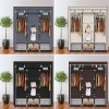 Portable Double Rod Storage Organizer 69\" Non-Woven Fabric Closet Wardrobe