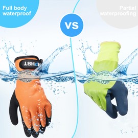 HPHST Work Gloves Winter Waterproof Thermal Warm Winter Gloves Assembly Gloves Grip Winter Work Gloves Work Double Layer Nylon Insulated Gloves (Orange-3 Pairs, L)