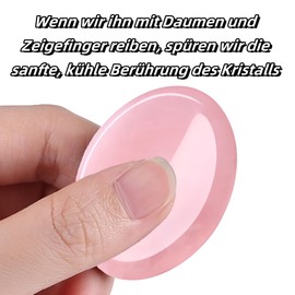 QINJIEJIE Rose Quartz Worry Stone Crystal Worry Stones Thumb Gemstone Oval Crystals Healing Stones Palm Stone Stress Relief Reiki Healing Meditation