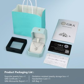 KRKC Moissanite Necklace for Women, 0.5-3CT Lab-Grown Diamond Solitaire Pendant Necklace, White Gold S925 Silver Necklace Gift for Her Girlfriend Wife Mom (Square Prong-White Gold, 5mm-0.5CT)