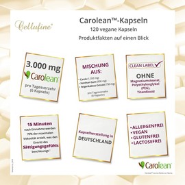 Cellufine® Carolean™ - 120 Vegan Capsules, Carolean 500 mg, Promotes Presaturation, Gluten-Free, Allergen-free, Lactose-Free, Vegan