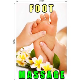 NAILSIGNS.com Massage II Foot Services Therapy Salon Sign Advertising Marketing Décor Vertical (Wallpaper Fabric Poster with Adhesive Backing (Indoors), 52")