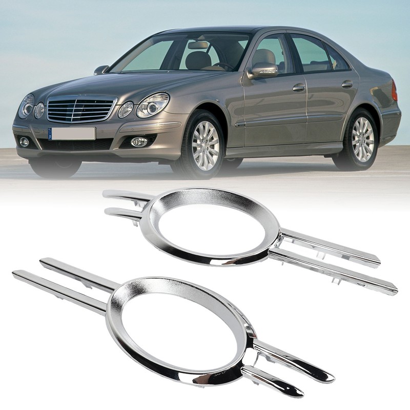 2PCS Fog Lamp Bumper Grille Cover Gloss Chrome 2118851174 Replacement