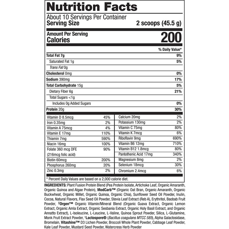 PlantFusion Complete Meal Replacement Shake - Plant Based Protein Powder