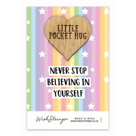 Believe in Yourself Pocket Hug Token | Good Luck Charm for Exams | Motivational Gift | Uplifting Keepsake for New Job | Starting School | University | Positive Encouragement Token | Lucky Charm