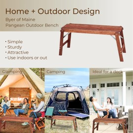 BYER OF MAINE Pangean Outdoor Bench - Indoor or Outdoor Furniture - Foldable Bench - 20 lbs - 14.5 x 40 x 18.5 Inches H