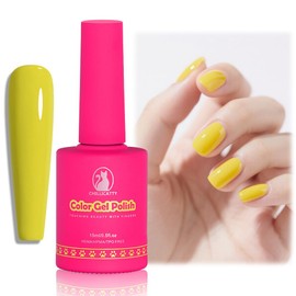 CHILLICATTY Pure Solid Color Gel Nail Polish 15ML for Nail Art design HEMA HPMA TPO Free Long Lasting Quick-Dry Need UV Lamp Gel Polish for Home Salon DIY for Women Girls (Yellow Solid-008)
