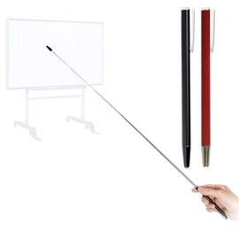 Pointer - Teachers Pointer - Teaching Pointer - Hand Pointer Extended Length, Presenter Whiteboard Pointer, Black Matte with Chrome Trim (Black+Red)