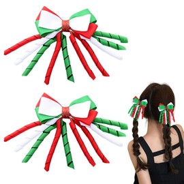 Christmas Bow Clips Barrettes for Women Girls Christmas Hair Clips Cheer Hair Bows Red Christmas Party Hair Accessories for Toddler Granddaughter Xmas Christmas Gifts for Daughter Cheer Ribbon 2 Pcs