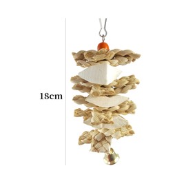 Pet Parrot Bird Natural Grass Toys,Cuttlefish Bone Beak Grinding Parrot Cage Toys with Bell,Chewing Bite Cage Hanging Toy for African Greys Budgies Parakeet Cockatiel Parrot Lovebird Conure (A)