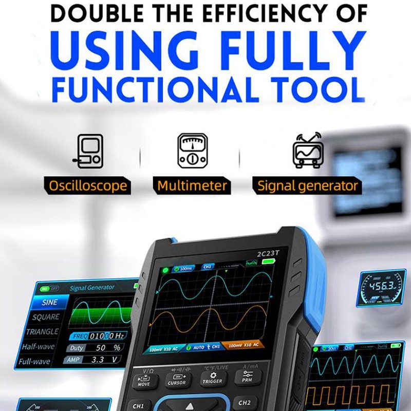 Oscilloscope Multimeter Waveform Generator 3 in 1 Handheld Digital Signal