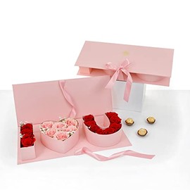 UNIKPACKAGING “I Love You” Flower Gift Letter Shaped Fillable Box, with Plastic Liners, Size 18″ x 7.7″ x 2.7″ inch, for Luxury Style Flower Arrangements (Pink)