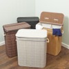 Home Basics 2 Compartment Foldable Rectangle Bamboo Hamper with Liner
