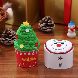 TOYANDONA 2pcs Christmas Bath Towels, Soft and Absorbent, Xmas Tree Snowman Hand Towel Set