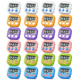 24 Pack Digital Kitchen Timer Magnetic Digital Timer with Big Display Loud Ring Cooking Timers for Kitchen Electronic Timer for Cooking, Bathing, Gym, Break Time, Classroom(6 Color)