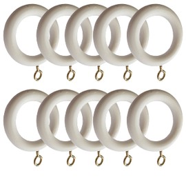 28mm x 45mm White Curtains Rings Drapery Pole with Curtain Loops & Gliders - Easy-Glide Design with Eyelets (Pack of 10)