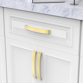 FURNIWARE Pack of 10 Cabinet Handles, Furniture Handles, 192 mm Hole Spacing, Kitchen Handles, Brass Handles, Furniture Drawer Handles, Handles for Kitchen Cabinets, Cupboards, Drawer Handles