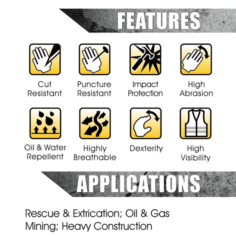 Intra-FIT Rescue Extrication Gloves Impact Oil Rigger Gloves, Water-proof,Great barrier