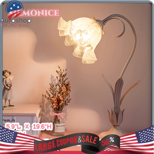 Unbranded Modern Pink Flower Desk Reading Lamp LED Nightstand Lamp