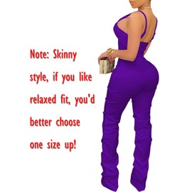 Zoctuo Women's Sexy Jumpsuits Spaghetti Straps Zipper 2 Piece Party Outfits Skinny Romper(5215,Purple,L)