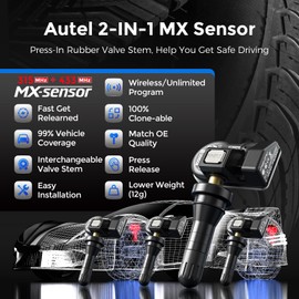 Autel TPMS Sensor MX-Sensor Tire Pressure Monitor Sensor 2 in 1 TPMS Sensors 315MHz 433MHz, Replaced OEM Tire Sensors Screw-in Rubber Valves (Pack of 4 SENSORS)