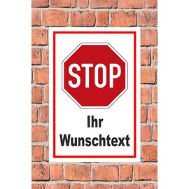 Melis-Folienwerkstatt S00357-001-B Sticker Stop – Hold – Your Desired Text 15 x 10 cm – 4 Sizes