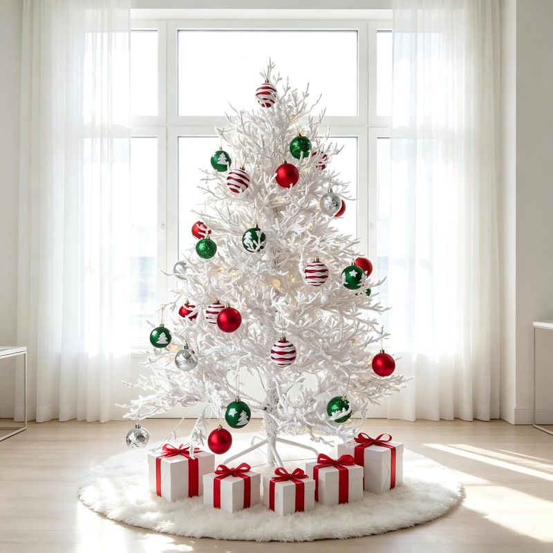 HipTree Shatterproof Red Green White Christmas Ornaments Tree Decorations