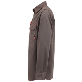 BOCOMAL FR Shirts for Men Snaps Down 7.5oz Water Repellent Fire Resistant Welding Jackets-NFPA2112 CAT2 Grey