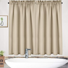 NANAN - Cortinas Cortas Tejidas con Textura gofre para Cocina, Impermeable, para baño, 30 x 45 Pulgadas, Plaza Taupe, Juego de 2