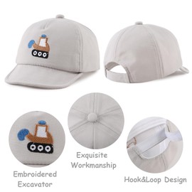 MniJiza Baby Boy Baseball Hat Infant Sun Hats Toddler Summer Cap Kids Cotton Excavator Caps (3-24M, Gray)