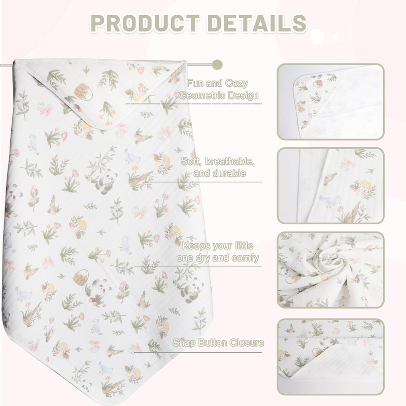 ICKEYOU Cute Animal Hooded Baby Towe Unisex Babies Towel 33"