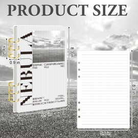Maitys A5 Acrylic Binder 6 Ring Frosted Clear Stripe Binder Planner Cover Clear Acrylic Notebook Cover with 48 Sheets Lined Inner Paper Gold Metal Round Rings A5 Planner Budget Binders