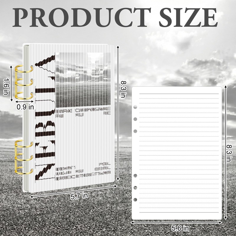 Maitys A5 Acrylic Binder 6 Ring Frosted Clear Stripe Binder