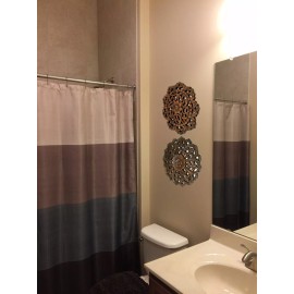 Asiana Home Decor Set of 2 Round Floral Wood Carved Wall Hanging. Tropical Wall Plaque.Brown 12.5"