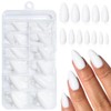 LunarCharm 240 Pieces White Almond Press-on Nails Medium Size False