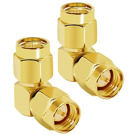 CNARIO SMA Coax Adapter 90 Degree Coaxial Connector SMA Male to Male Right Angle Connector Gold Plated Cable Adapter for WiFi/Antenna/Two-Way Radio/FPV Drone 2PCS