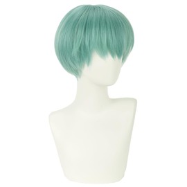 WAVELNM Light Green Wigs Short Straight Mint Green Wig Cosplay Wig Daily Halloween Costume Synthetic Wigs