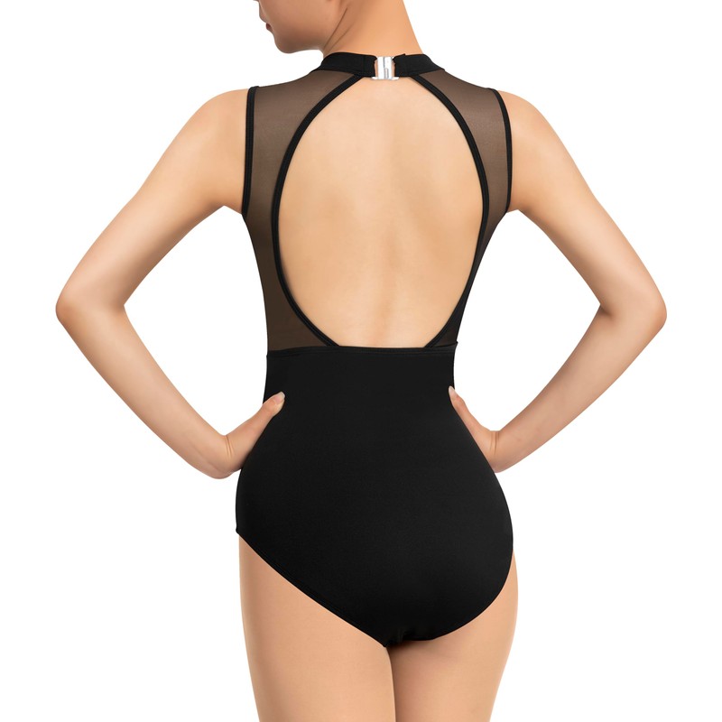 DANSHOW Halter Ballet Leotard for Women Dance Mesh Neck Ladies