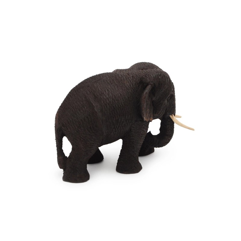 MyanmarMakers Burmese Teak Wood Elephant Sculpture Hand Carved Wooden Figurine