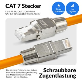 Vesvito CAT 6A RJ45 Network Connector - Compatible with CAT 7A / CAT 7 Network Cables up to 10 GBit/s Ethernet - 500 MHz Tool-Free, Shielded, Crimping Connector - Connector Plug for Installation Cables / LAN Cables 8x