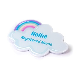 Badgemaster Hello My Name is Cloud Shaped Badge Premium Domed GP Practitioner Doctor Healthcare Nurse Medical Staff Clinical Student Assistant