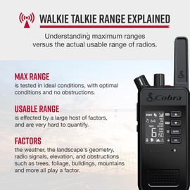 Cobra Performa 450 Business Walkie Talkie (1 Pack) – 6 Dedicated LMR Channels, UHF & LMR, 18-Hour Battery, Waterproof, Simple Setup